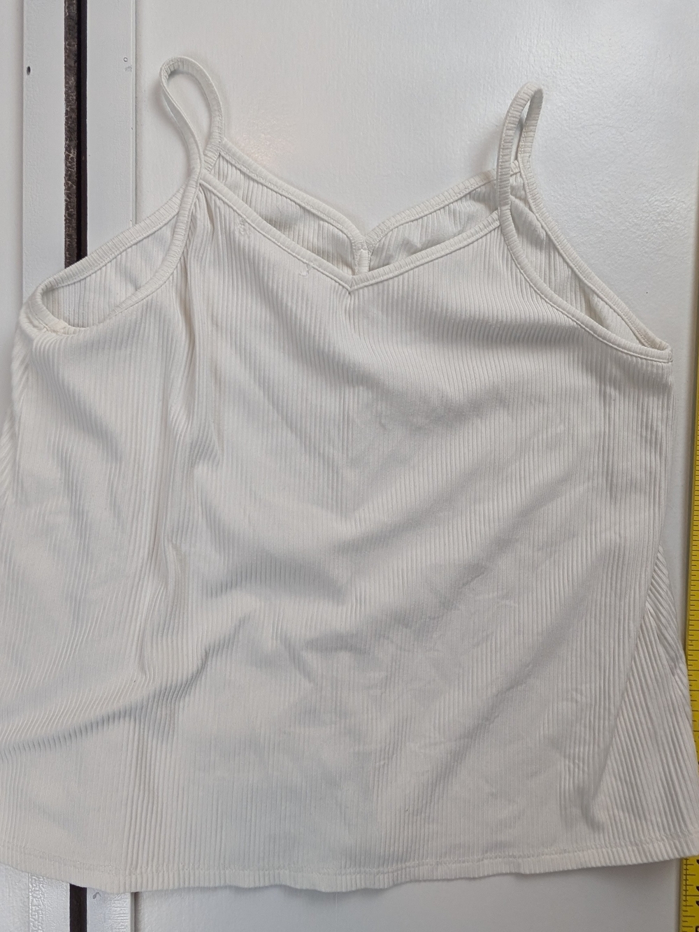Girls' White Ribbed Button-Front Tank Top - Picture 4 of 5